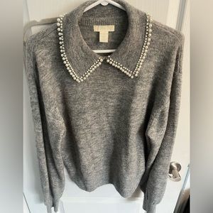 H&M pearl collar detail knit sweater